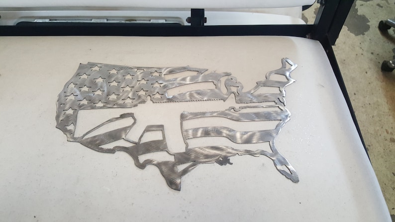 USA map / flag with AR15 cut out of it. metal art. aluminum image 3