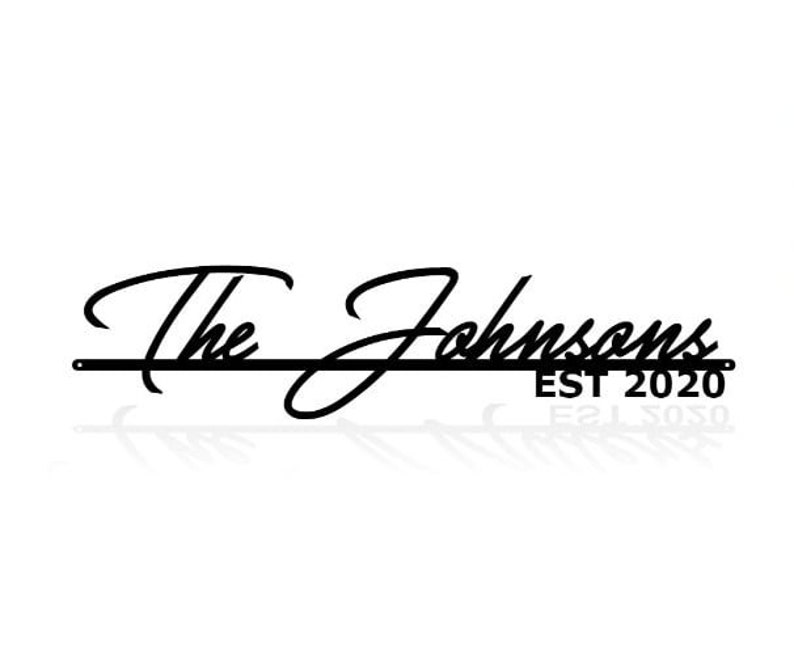 Date Sign Cursive Modern Cursive Name Wedding or Anniversary Sign With Established Date ...
