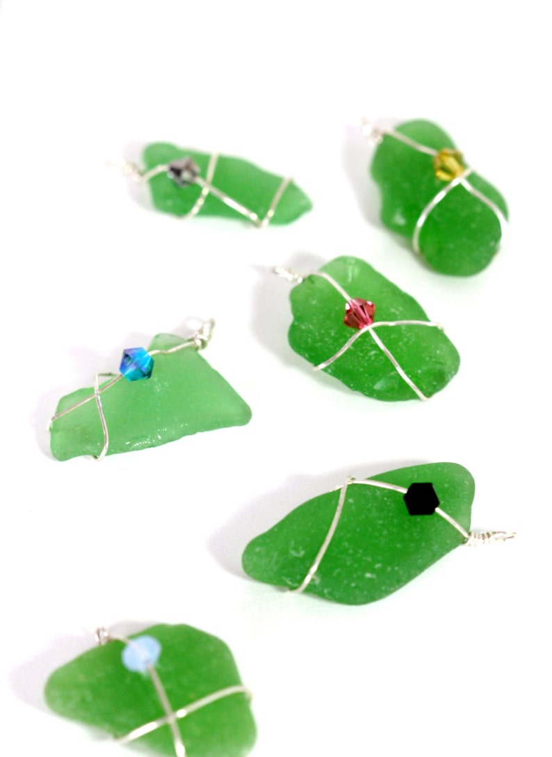 handmade components beadvamp Dark green seaglass Cape Cod sea glass sterling silver wrapped beach glass Jewelry supplies