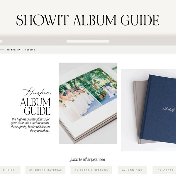Showit-albumgids | Add-on voor websitesjabloon voor trouwfotograaf