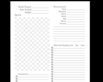 Costume Design and Sewing Planner