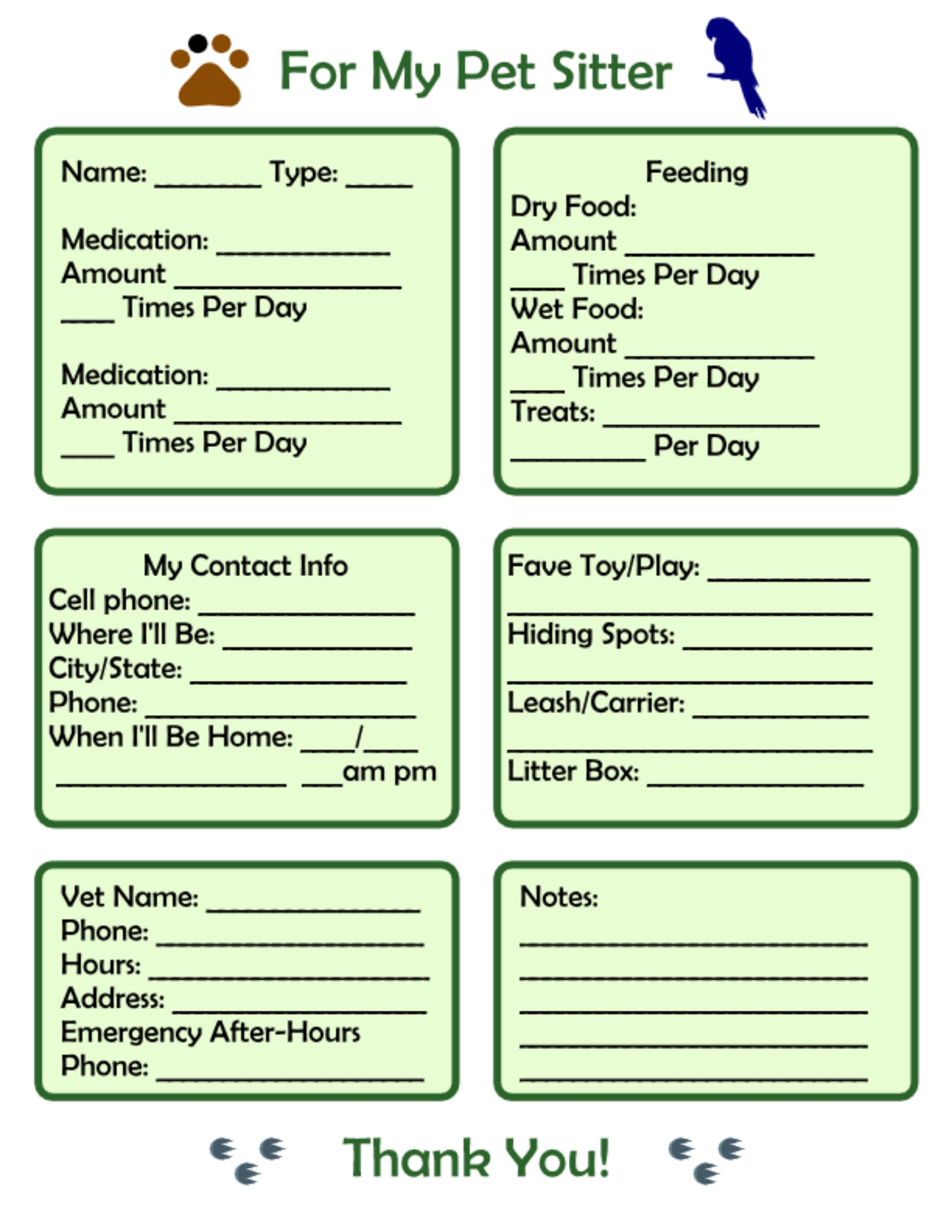 Printable Pet Sitter Checklist Ubicaciondepersonas cdmx gob mx