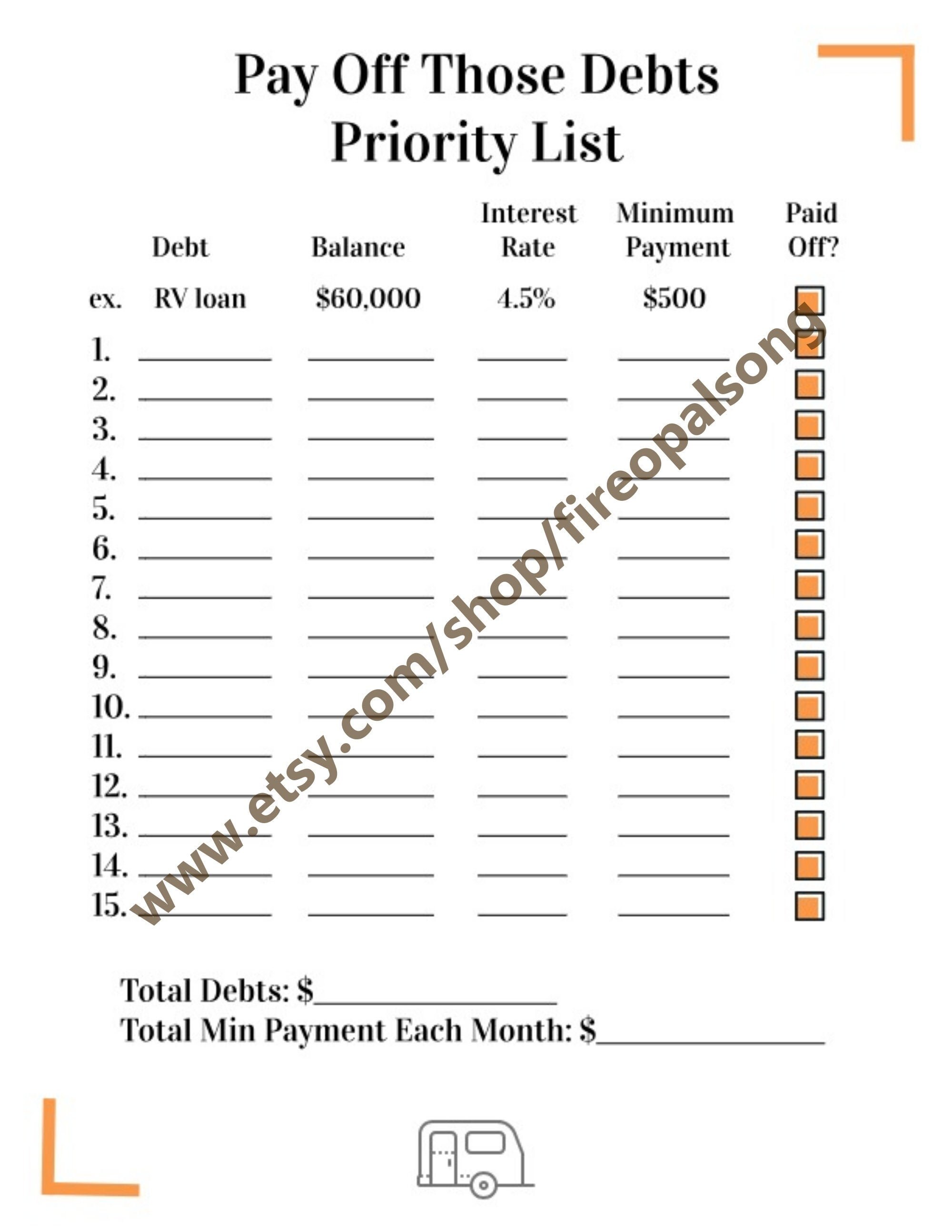 Budget Pack for Full Time RV Travelers - Etsy