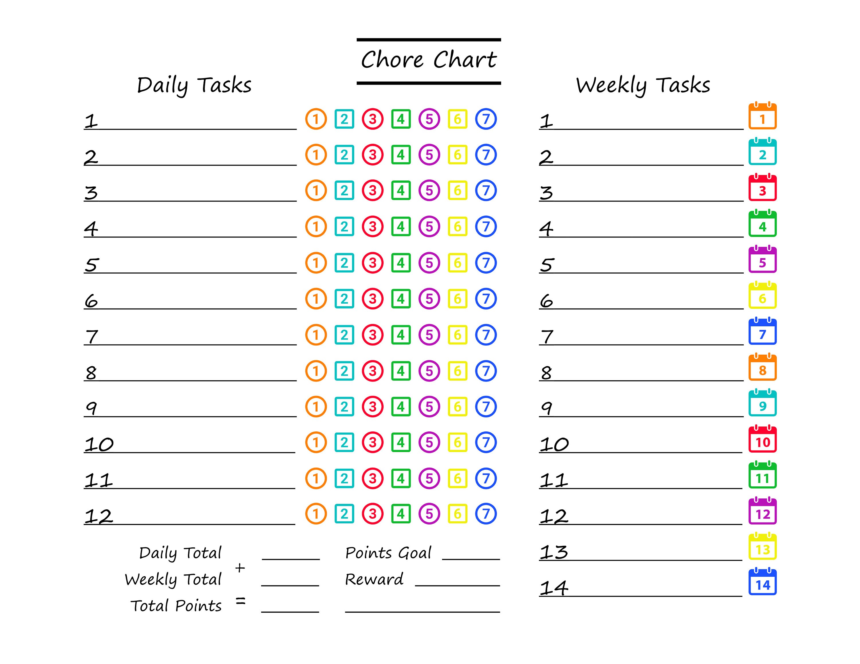 Children's Chore Chart Templates - Etsy