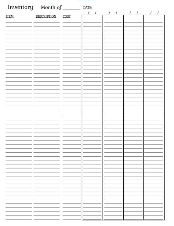 Inventory Sheet Printables for Small Business - Etsy