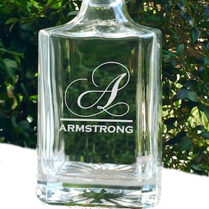 Personalized Whiskey Decanter, Monogrammed Name, Glass Decanter, Custom Decanter, Liquor Decanter, Scotch Decanter, Etched Decanter, Wedding