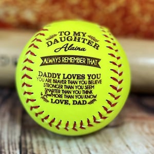 Engraved Softball, Custom Message Softball, Daughter Softball Gift, Softball Gift, Engraved Ball Personalized, Softball Birthday Graduation