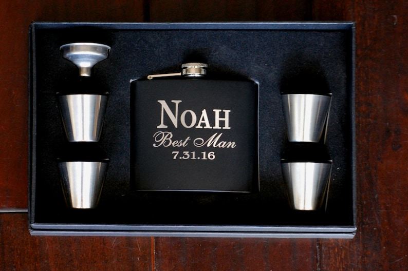 Black Personalized Flask Gift Set - 60+ Gift Ideas For 2025