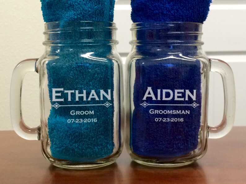 Personalized Mason Jars Wedding Mugs Etched Glassware Etsy