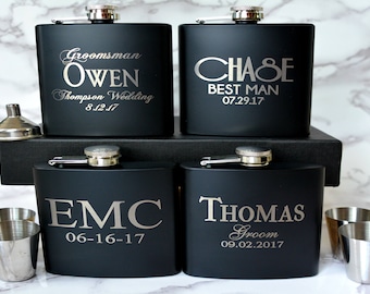 Groomsmen Flasks, 3 Groomsmen Flask Sets, Wedding Gift, Will You Be My Groomsmen, Flask, Personalized Gift, Best Man Gift, Mens Wedding Gift