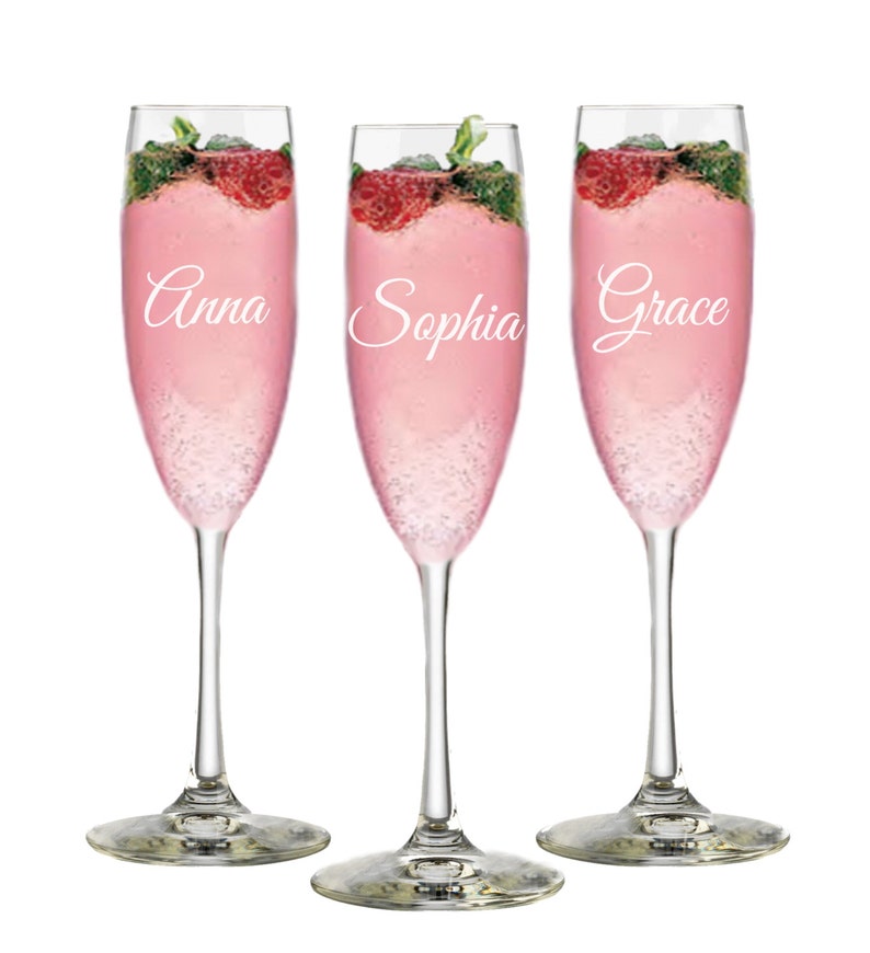 Bridesmaid Gift Personalized Champagne Flutes Etched Wedding Etsy