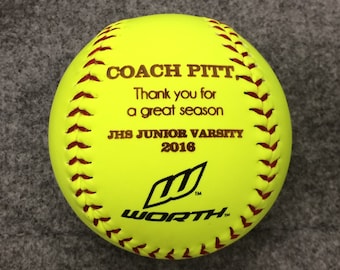 Engraved Softball, Custom Message Softball, Softball Coach Gift, Softball Gift Laser Engraved Ball Personalized Softball Birthday Graduation