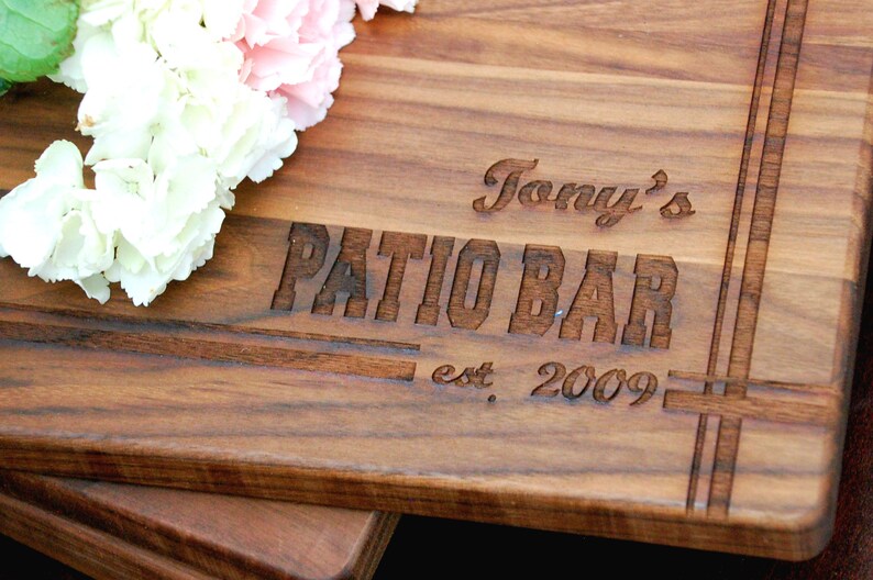 Custom Cutting Board, Groomsman Gift, Patio Bar Sign, Bachelor Party, Mens Wedding Gift, Engraved Cutting Board, Personalized Groomsmen Gift image 1