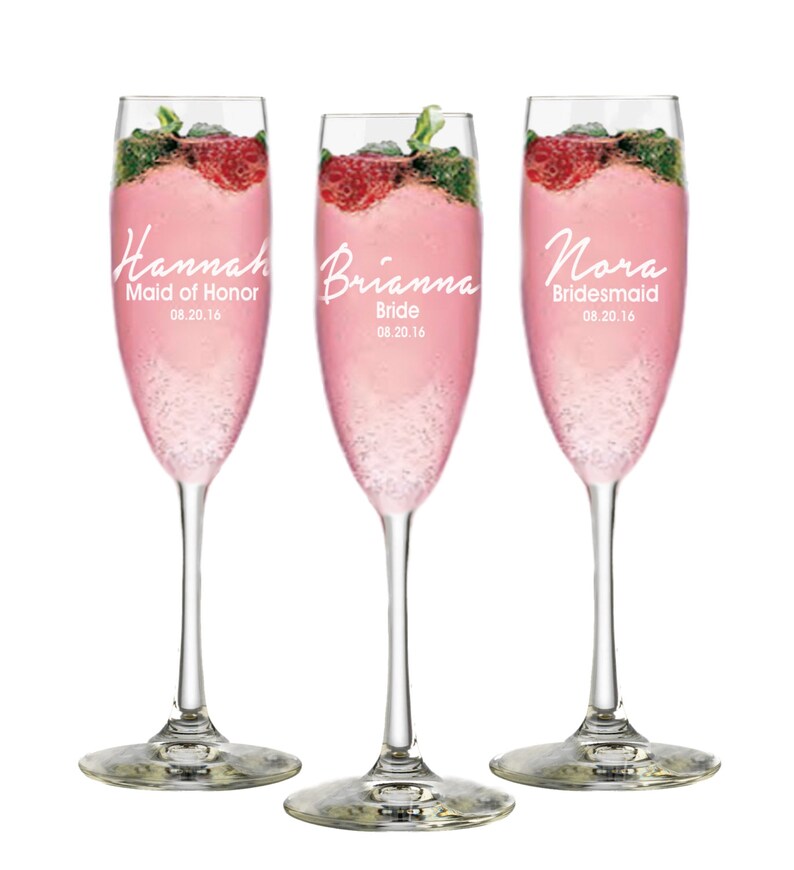 Bridal Shower Favor Champagne Glasses Personalized Bridesmaid Etsy
