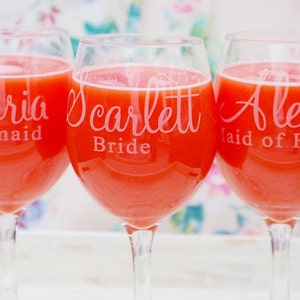 Personalized Wine Glasses Bridesmaid Wine Glass Custom Wine Glasses Bridesmaid Gift Bridal Party Gifts Wedding Wine Glasses Engraved