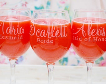 Personalized Wine Glasses Bridesmaid Wine Glass Custom Wine Glasses Bridesmaid Gift Bridal Party Gifts Wedding Wine Glasses Engraved