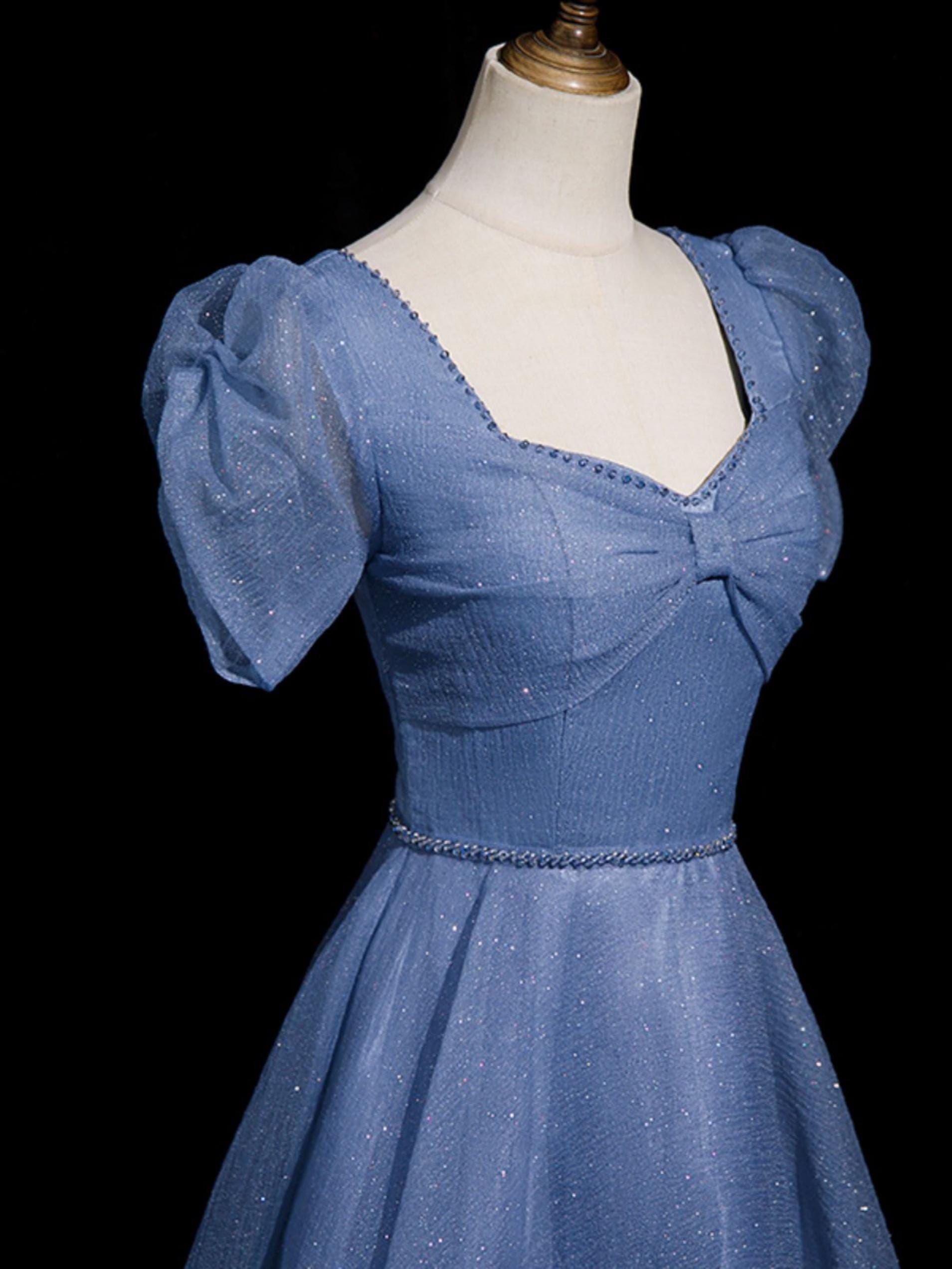 Blue Tulle Prom Gown, Elegant Long Formal Dress    fg1283