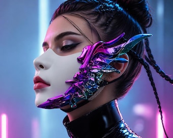Cyberpunk-Maske, futuristische Gesichtsmaske, Festivalmaske, Burning-Man-Outfit, Rave-Maske, LED-Maske, Cosplay-Maske, Statement-Maske