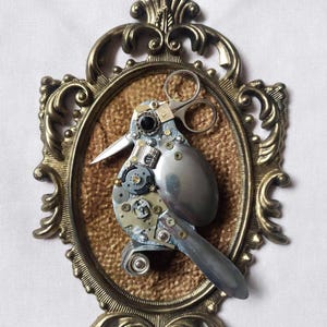 Steampunk Bird Wall Art - Unique Mixed Media Decor in Vintage Frame