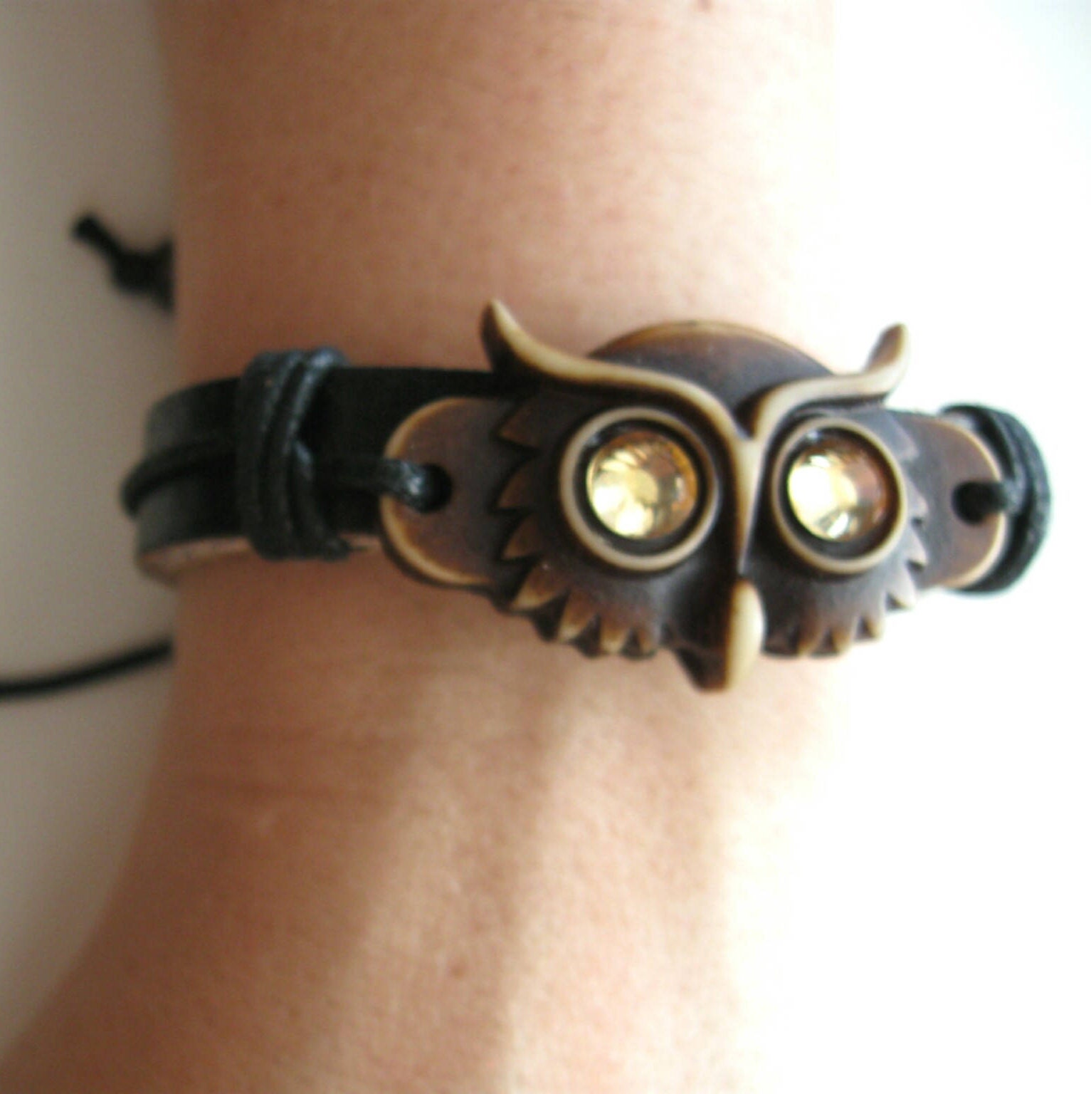 Owl bracelet Bird accessory Men Women Birthday gifts Brawn Totem Gift for her him Owls Carved Bone S