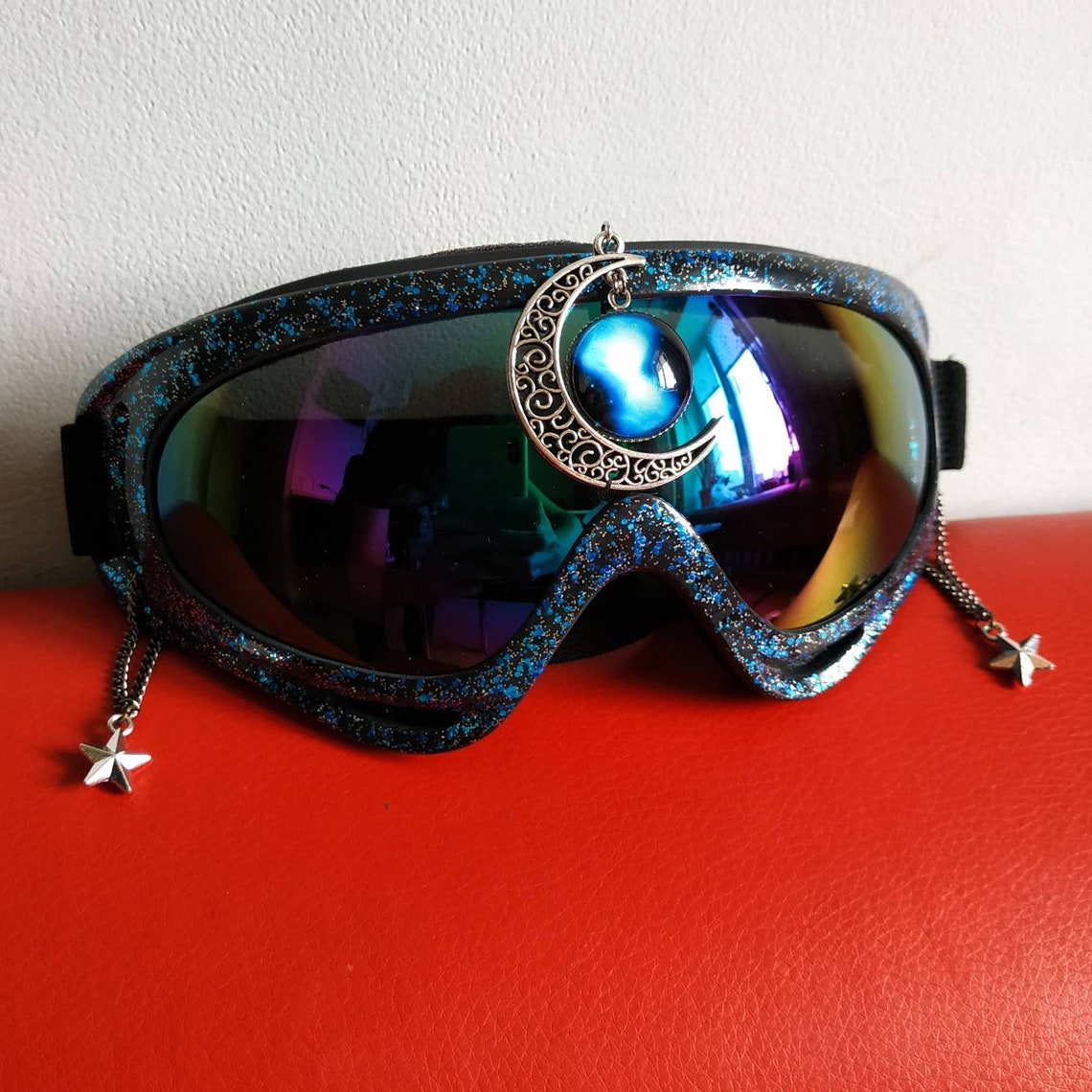 Festival goggles Ski mask Face Chain Costume Galaxy Moon Etsy