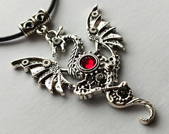 Dragon Gothic Steampunk jewelry Steam punk Unique Watch parts Unusual Pendant Necklace Vintage Gift for men women