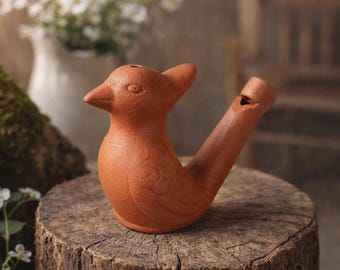 Silbato de cerámica con sonido de ruiseñor, ocarina de arcilla hecha a mano, instrumento musical folclórico, regalo único para niños y adultos.