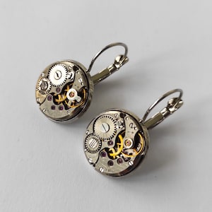 Pendientes Steampunk para mujer Joyería Steam punk Mujer Idea de regalo industrial Piezas de reloj