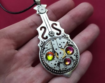 Cello necklace Steampunk pendant Jewelry Steam punk Gift for women Music festival outfit Xmas present