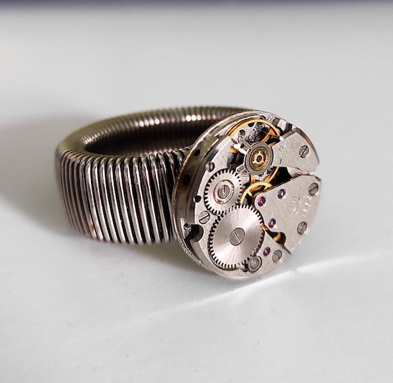 Bague Steampunk pour homme Bague Steampunk Montre bague de mouvement Bijoux Steampunk Cadeau unique Steampunk futuriste homme cadeau Cyberpunk bijoux Dj cadeau Etsy France