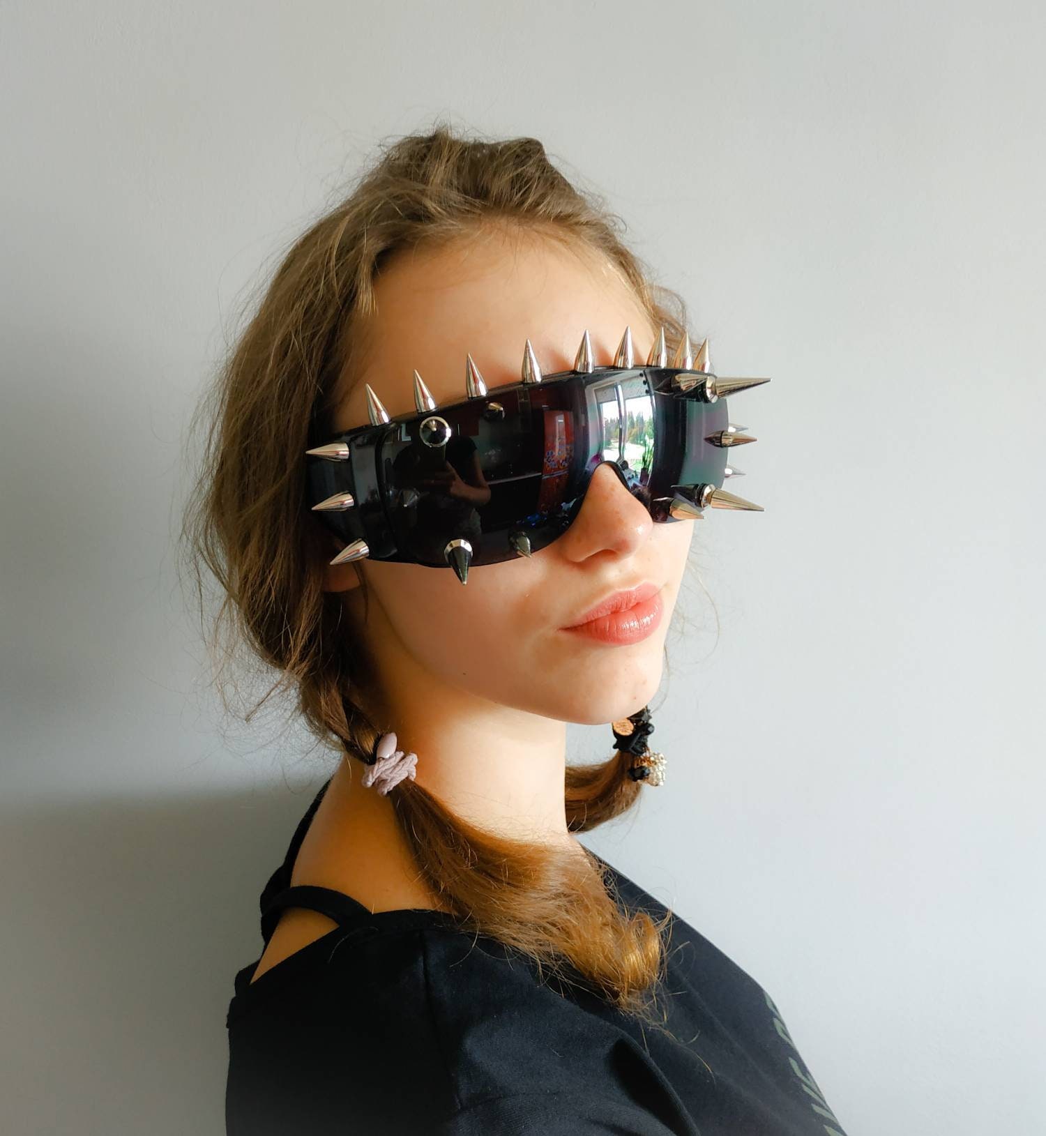 Rivet Spike Sunglasses Fashion Men Boy Women Gothic Rock Steampunk Party Goggles Amazon.com: TOSGMLOUS Vintage Steampunk Goggles Glasses with  main image 2