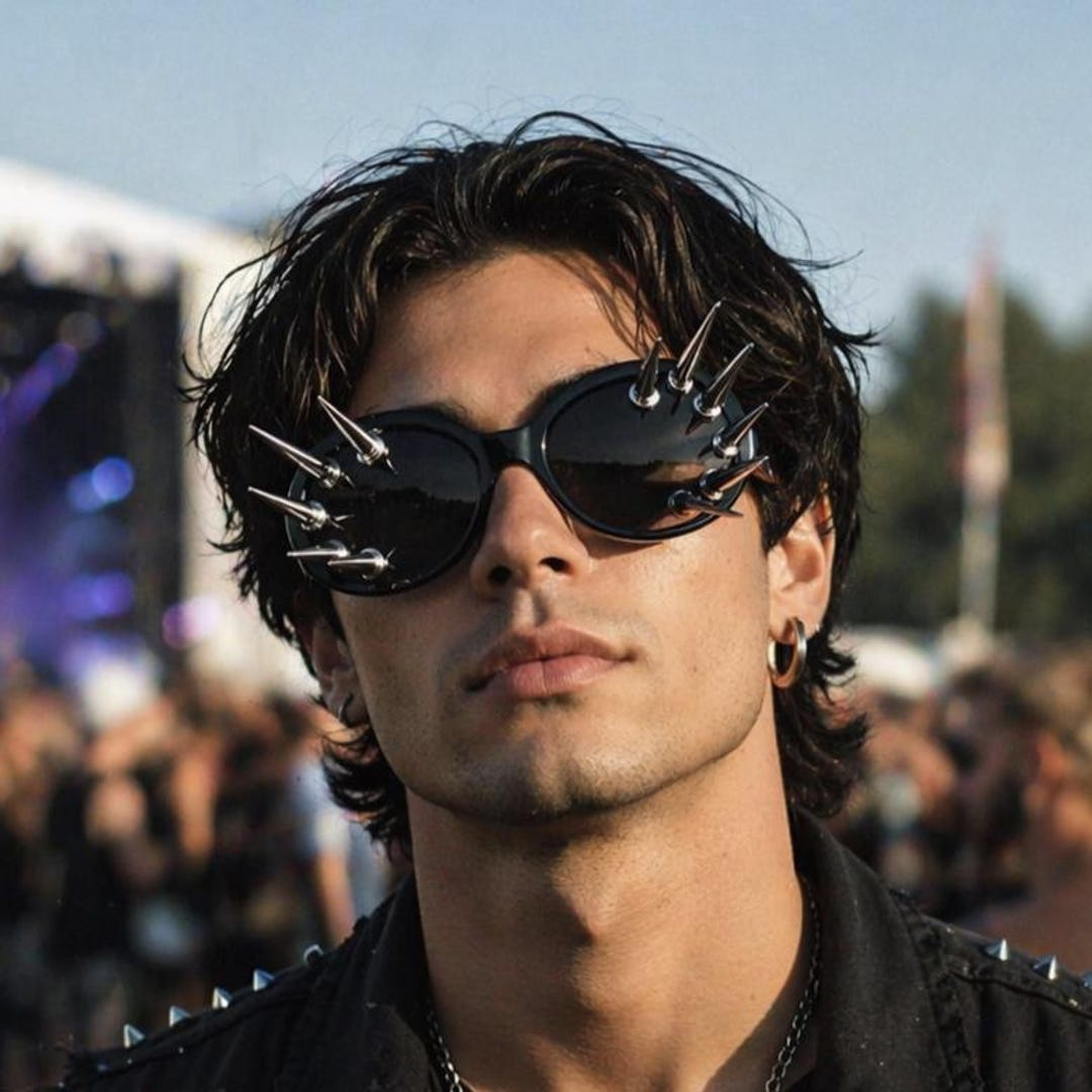 Black Studded Sunglasses – Punk Gothic Spike Shades, Alternative