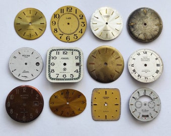 12 pieces Mix watch dials Watch faces Old parts Steampunk art pieces Steam punk supplies