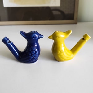 Whistle bird Ceramic Souvenir Ukraine gift Home Toy birds Ukrainian seller Yellow Blue