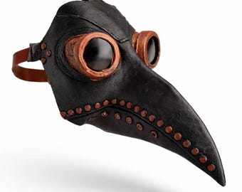 Máscara de médico de la peste steampunk, máscara de pico de cuero negro, máscara de disfraz gótico, accesorio para cosplay de festival