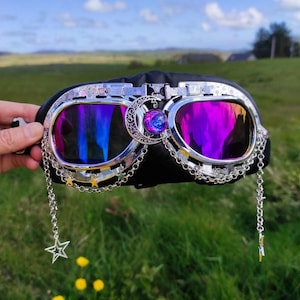 Rave goggles Galaxy Burning man inspired Costume Festival Dust mask DJ Burner Women Men Chain EDM EDC Masquerade Party Dance Protective