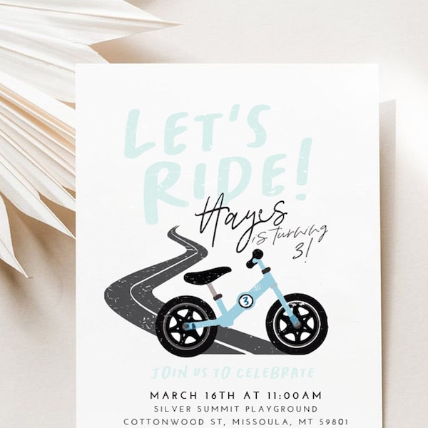 Let's Ride Bike Birthday Invite | Boy or Girl | Kids | BMX Party | racing Party | Bicycle birthday | Let's Ride!