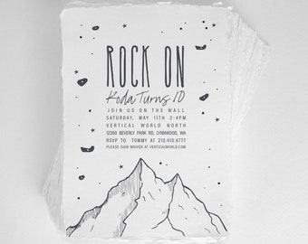 Rock Climbing Birthday Invite | Rock On | Climbing Gym Party | Unique | Stars | Mountains | Boy or Girl