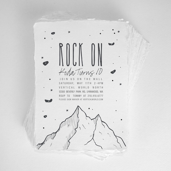 Rock Climbing Birthday Invite | Mountain & Stars Design (Digital File)