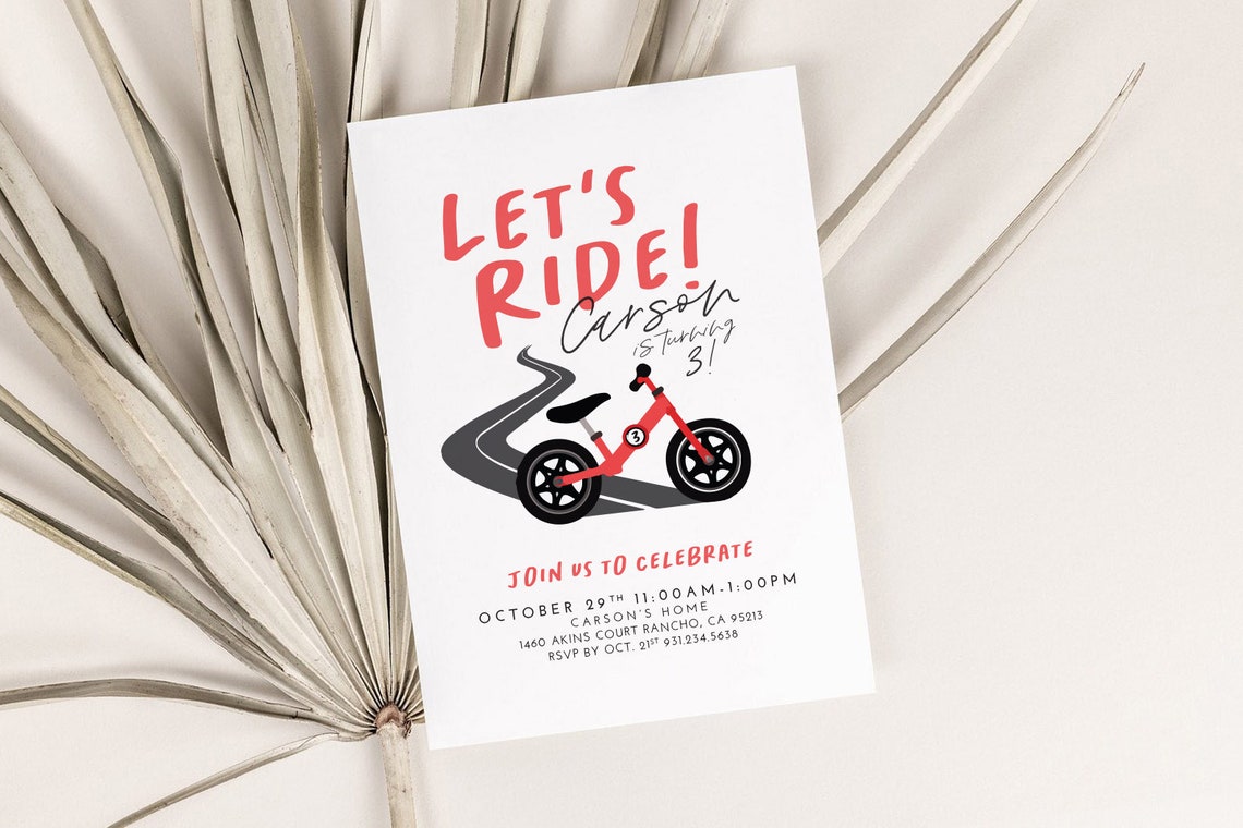 Let's Ride Bike Birthday Invite | Boy or Girl | Kids | BMX Party ...