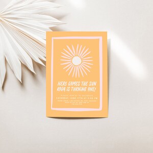 Vem aqui o primeiro aniversário de Sun convida | Luz do sol | Crianças | Sorvete de Creme | Você é meu raio de sol | Convite com tema Sol | Inspirado por isso