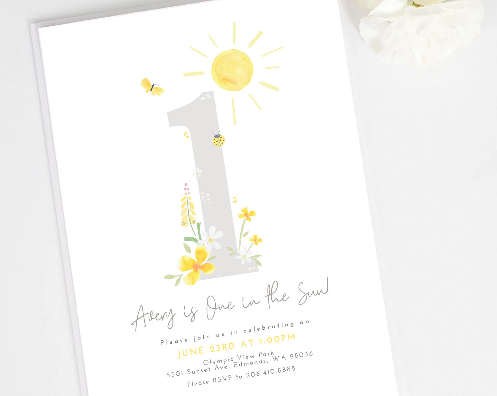 One in the Sun First Birthday Invite Boy or Girl Kids | Etsy