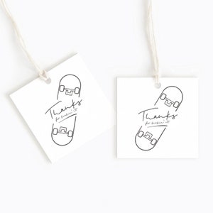 Let's Kick it Skateboard Danke Tags | Skate Party | Geburtstag | | DIY Anhänger | Sofort Download