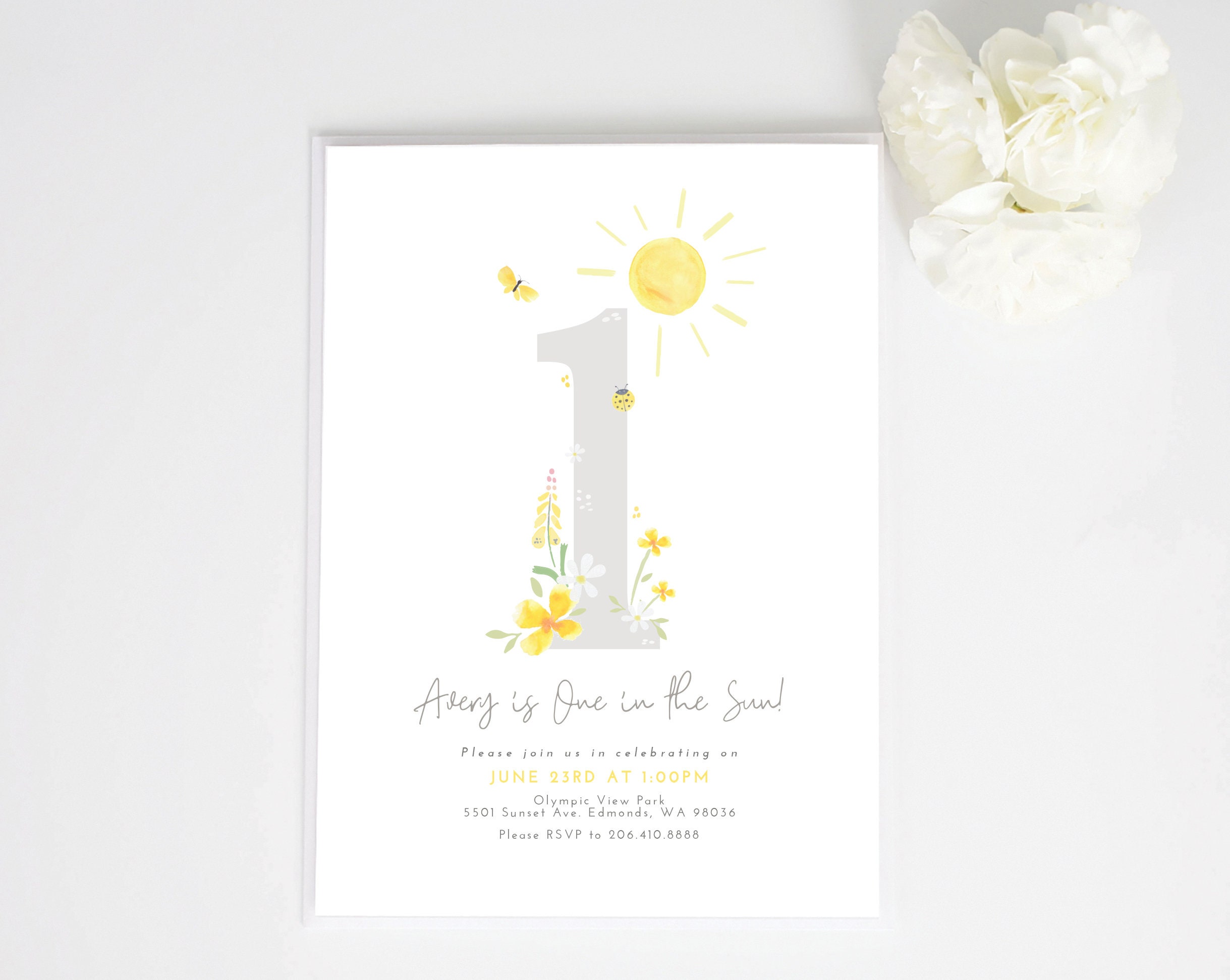One in the Sun First Birthday Invite Boy or Girl Kids | Etsy
