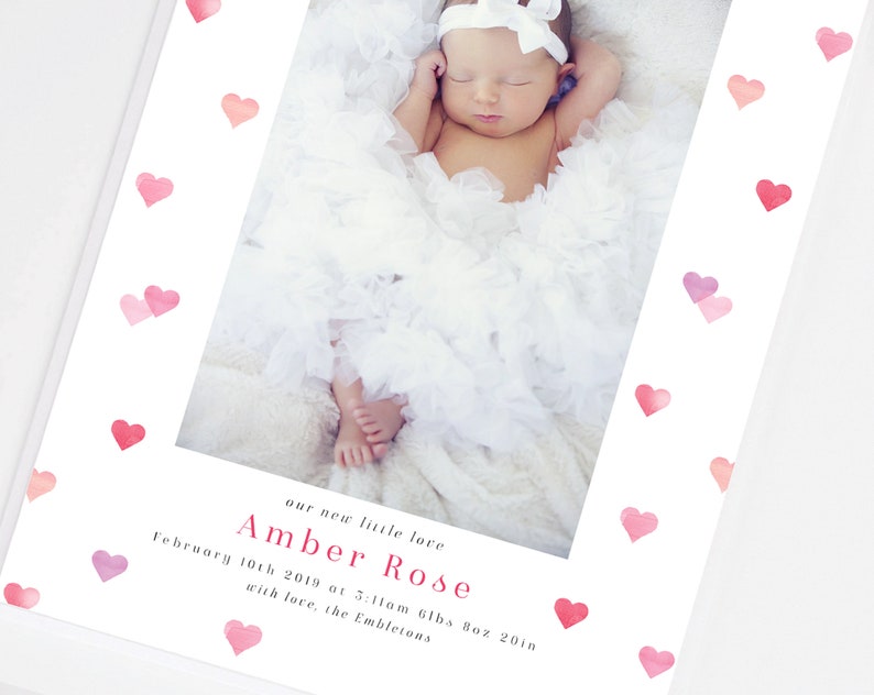 First Valentines Newborn Valentine Valentine Birth Announcement Photo announcement Our little Valentine