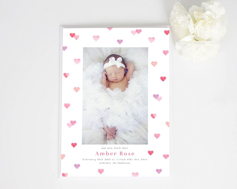 First Valentines Newborn Valentine Valentine Birth Announcement Photo announcement Our little Valentine