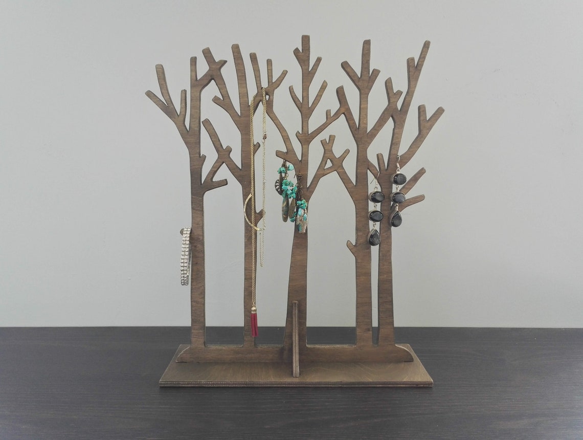 Jewelry stand Wooden jewelry tree stand Jewelry organizer Etsy