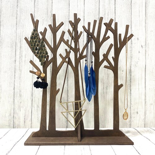 Handmade Tree Wooden Jewelry Tree Stand Jewellery Organizer Etsy