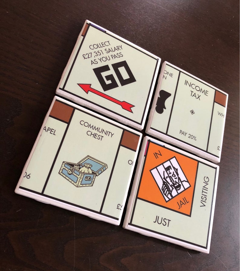 Monopoly Piece That Can Protect Your Finger Monopoly game Tile Coasters hand-made great gift for any | Etsy