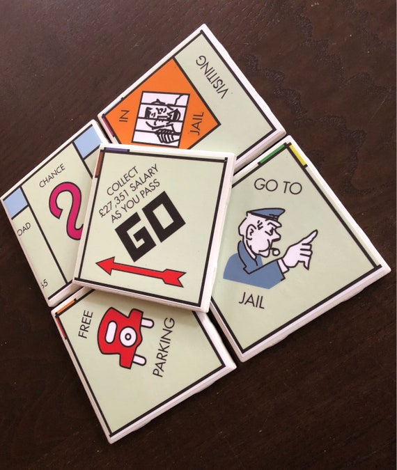 Monopoly game Tile Coasters handmade great gift for any Etsy